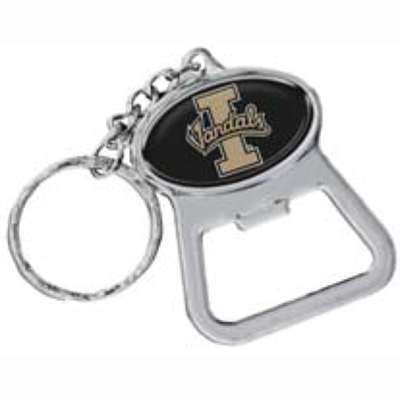 Idaho Vandals Metal Key Chain And Bottle Opener W/domed Insert - Black Background