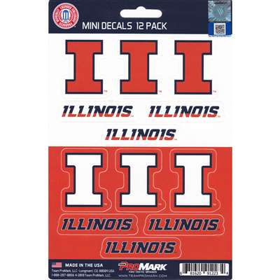 Illinois Fighting Illini Mini Decals - 12 Pack