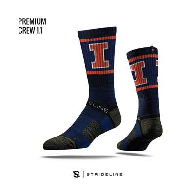 Illinois Fighting Illini Strideline Premium Crew Sock - Navy