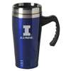 Illinois Fighting Illini Engraved 16oz Stainless Steel Travel Mug - Blue