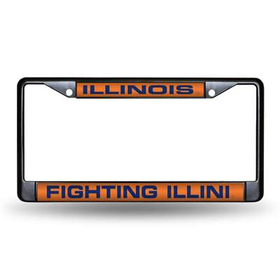 Illinois Fighting Illini Inlaid Acrylic Black License Plate Frame