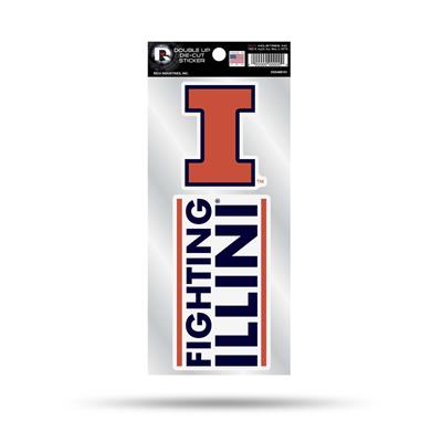 Illinois Fighting Illini Double Up Die Cut Decal Set