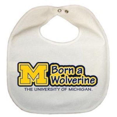 Michigan Newborn Vinyl Snap Bib - All White