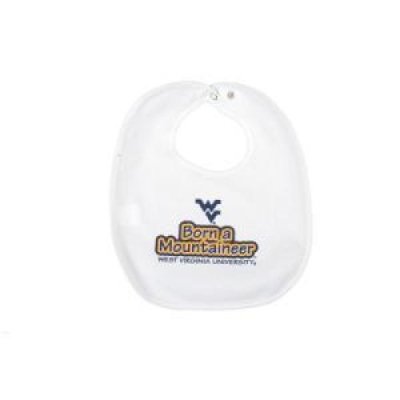 West Virginia Newborn Vinyl Snap Bib - All White