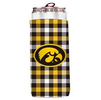 Iowa Hawkeyes Plaid Slim Coozie