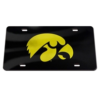 Iowa Hawkeyes Mirrored Acrylic License Plate - Bla