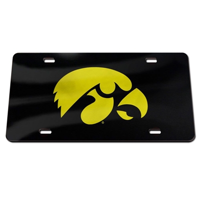 Iowa Hawkeyes Mirrored Acrylic License Plate - Bla