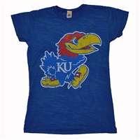 Kansas Jayhawks Women??s Burn-out Tee By Step Ahead ?? Royal