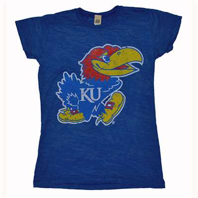 Kansas Jayhawks Women??s Burn-out Tee By Step Ahead ?? Royal