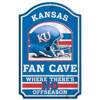 Kansas Jayhawks Fan Cave Wood Sign