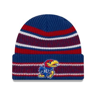 Kansas Jayhawks Youth New Era Vintage Stripe Beanie