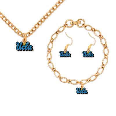 Ucla Bruins Jewelry Set - Earrings Bracelet and Necklace