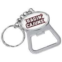 Louisiana Lafayette Ragin Cajuns Metal Key Chain And Bottle Opener W/domed Insert