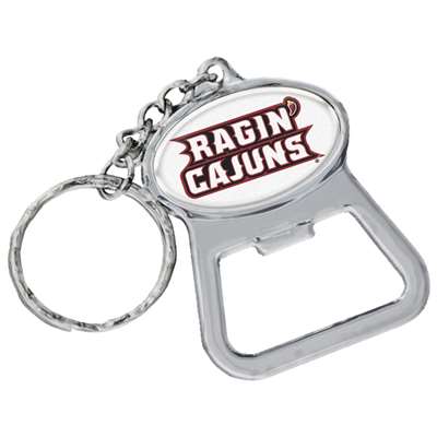 Louisiana Lafayette Ragin Cajuns Metal Key Chain And Bottle Opener W/domed Insert