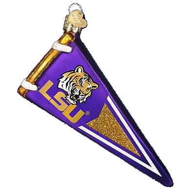 Lsu Tigers Glass Christmas Ornament - Pennant