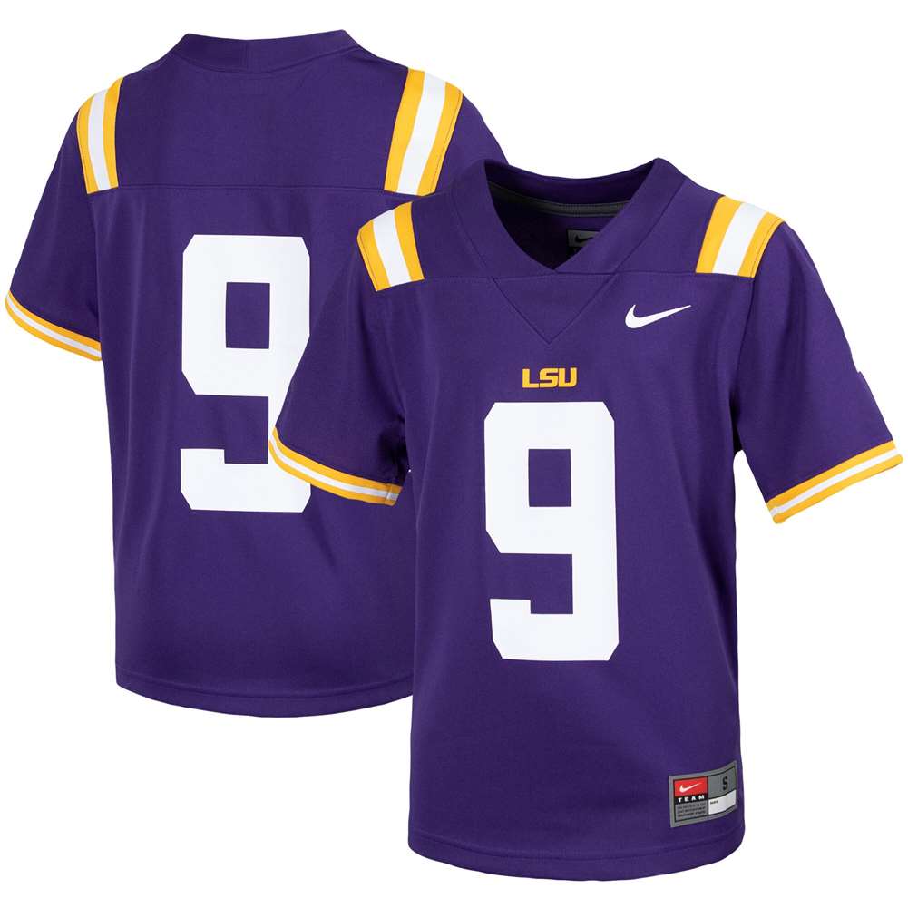 Nike LSU Tigers Youth Football Jersey 9 Purple