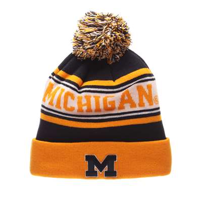 Michigan Wolverines Zephyr Finish Line Pom Knit Beanie