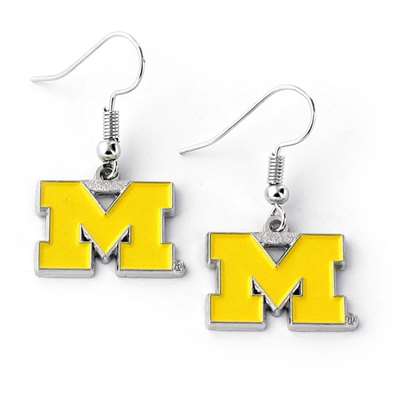 Michigan Wolverines Dangler Earrings -Yellow M