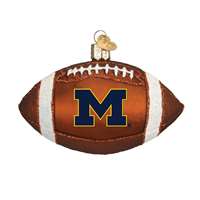 Michigan Wolverines Glass Christmas Ornament - Football