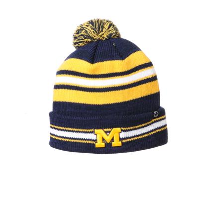 Michigan Wolverines Zephyr Winter Park Pom Knit Beanie