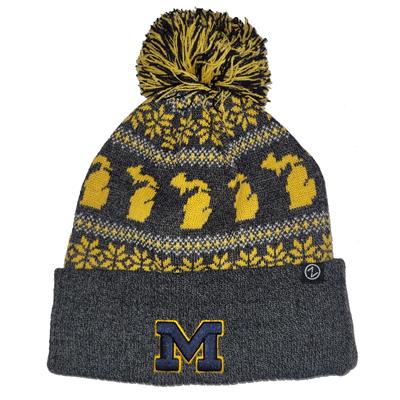 Michigan Wolverines Zephyr Carousel Pom Knit Beani