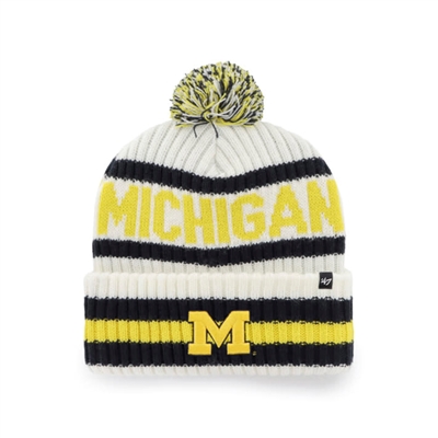 Michigan Wolverines 47 Brand Bering Cuff Knit Beanie - White