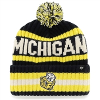 Michigan Wolverines 47 Brand Bering Cuff Knit Beanie - Navy - Vintage Logo