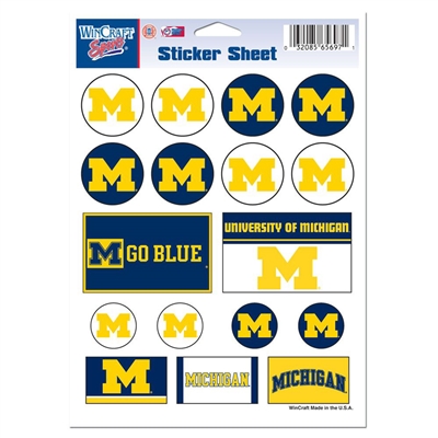 Michigan Wolverines Vinyl Sticker Sheet - 5" x 7"