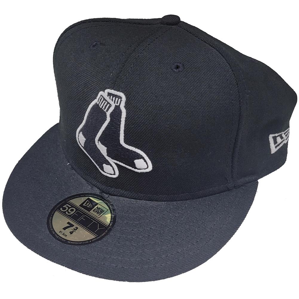 Boston Red Sox New Era 5950 League Basic Fitted Hat - Black/White