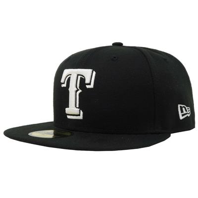 Texas Rangers New Era 5950 League Basic Fitted Hat - Black/White