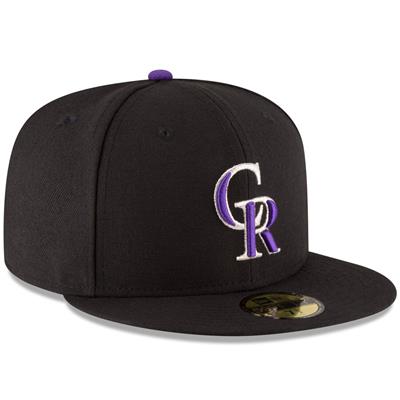 Colorado Rockies New Era 5950 Fitted Hat - Game - Black