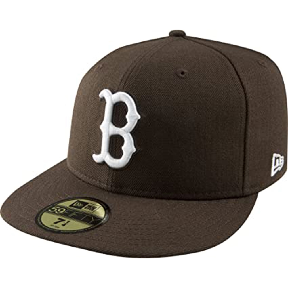 Boston Red Sox New Era 5950 Basic Fitted Hat - Brown/White