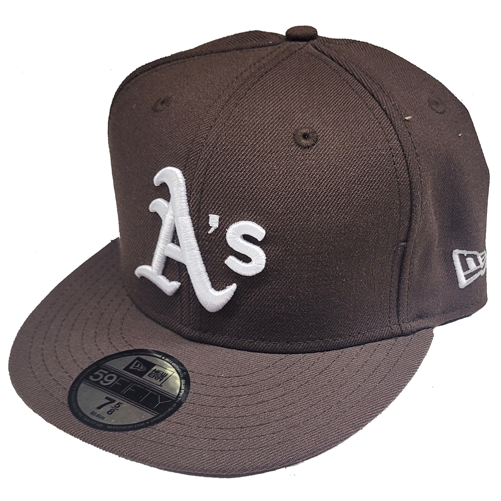 Oakland Athletics New Era 5950 Basic Fitted Hat - Brown/White