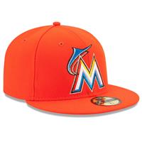 Miami Marlins New Era 5950 Fitted Hat - Road - Orange