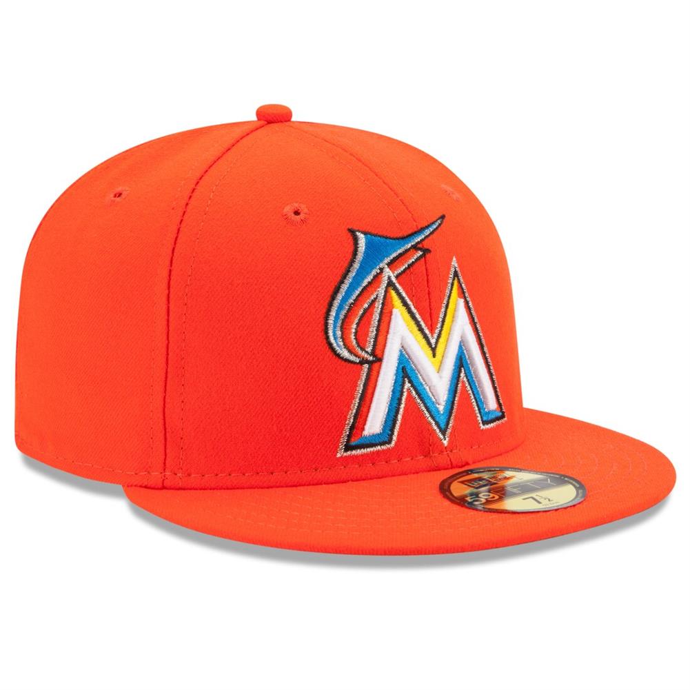 New Era MLB Authentic Cap Miami Marlins On-Field Road Orange