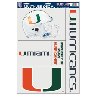 Miami Hurricanes Ultra Decal Set - 11'' X 17''