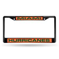 Miami Hurricanes Inlaid Acrylic Black License Plate Frame