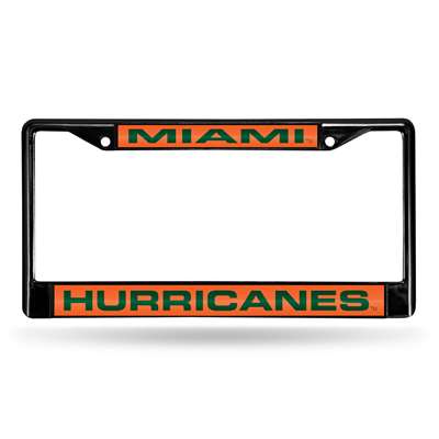 Miami Hurricanes Inlaid Acrylic Black License Plate Frame