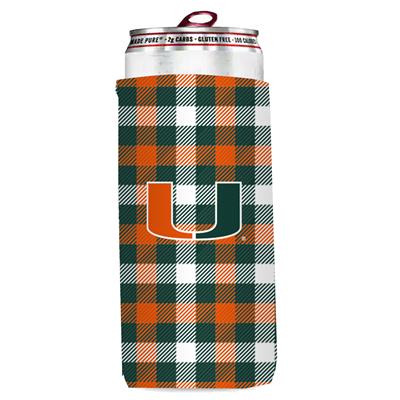 Miami Hurricanes Plaid Slim Coozie