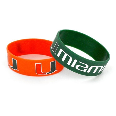 Miami Hurricanes Wide Rubber Wristband - 2 Pack