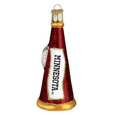 Minnesota Golden Gophers Glass Christmas Ornament - Megaphone