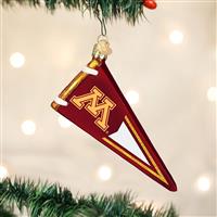 Minnesota Golden Gophers Glass Christmas Ornament - Pennant