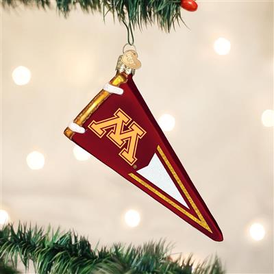 Minnesota Golden Gophers Glass Christmas Ornament - Pennant