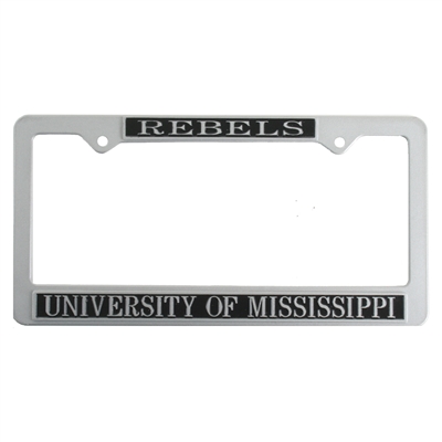 Mississippi Ole Miss Rebels Metal License Plate Frame - Pewter Look Design