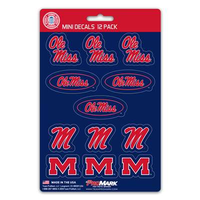 Mississippi Ole Miss Rebels Mini Decals - 12 Pack