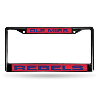 Mississippi Ole Miss Rebels Inlaid Acrylic Black License Plate Frame