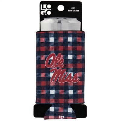 Mississippi Ole Miss Rebels Plaid Slim Coozie