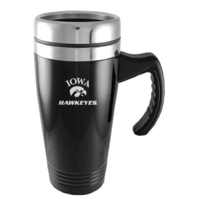 Iowa Hawkeyes Engraved 16oz Stainless Steel Travel Mug - Black