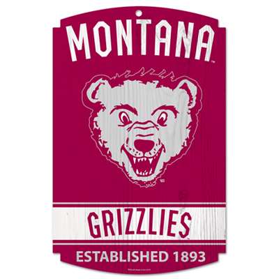 Montana Grizzlies Vault Fan Cave Wood Sign