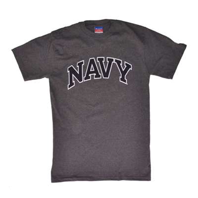 Navy Midshipmen T-shirt By Champion, Arched Print, Granite